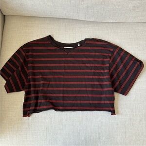 Joah Brown Striped Crop Top